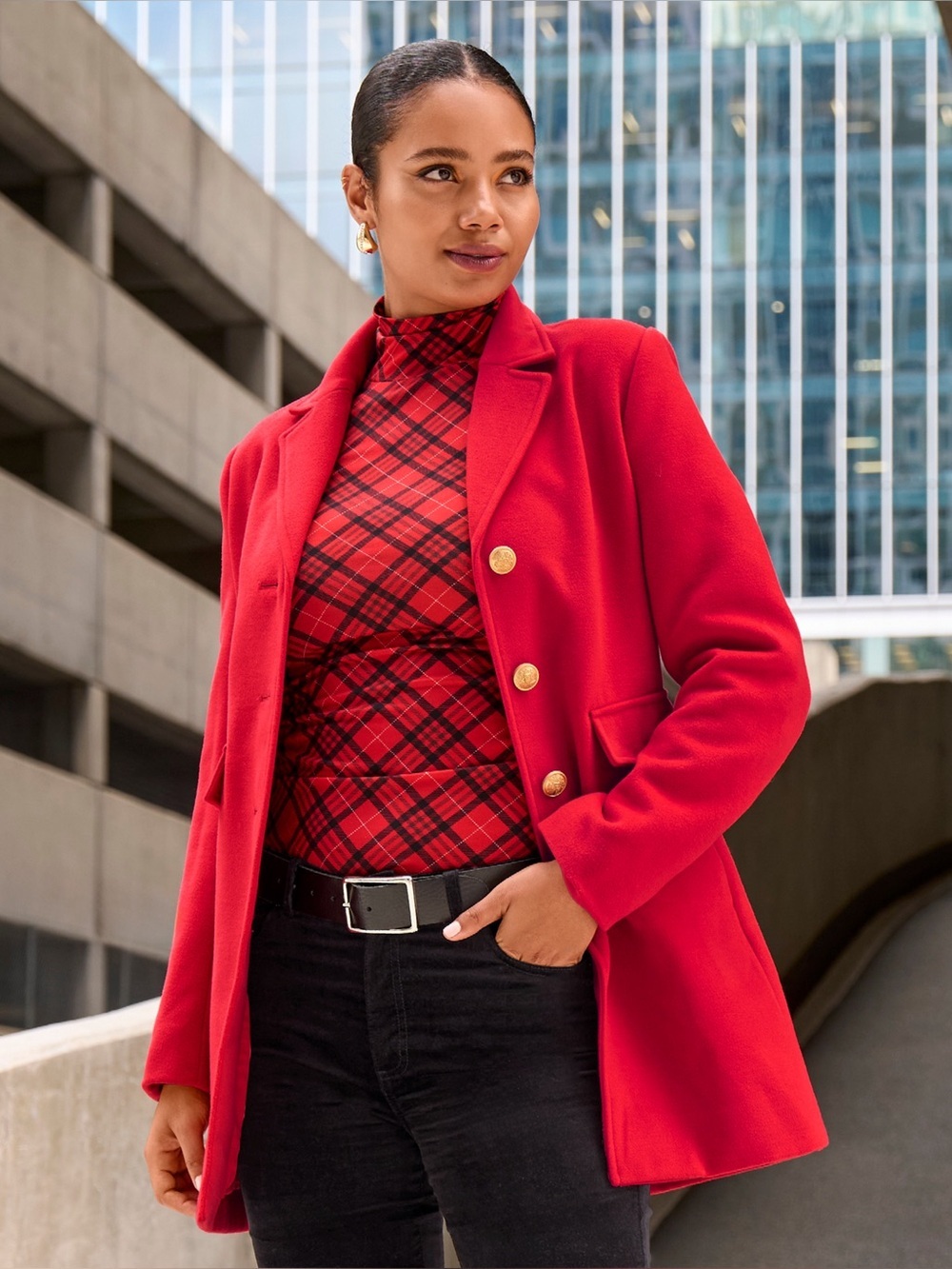 Boston Proper Classic Tailored Coat in Racing Red Size 4